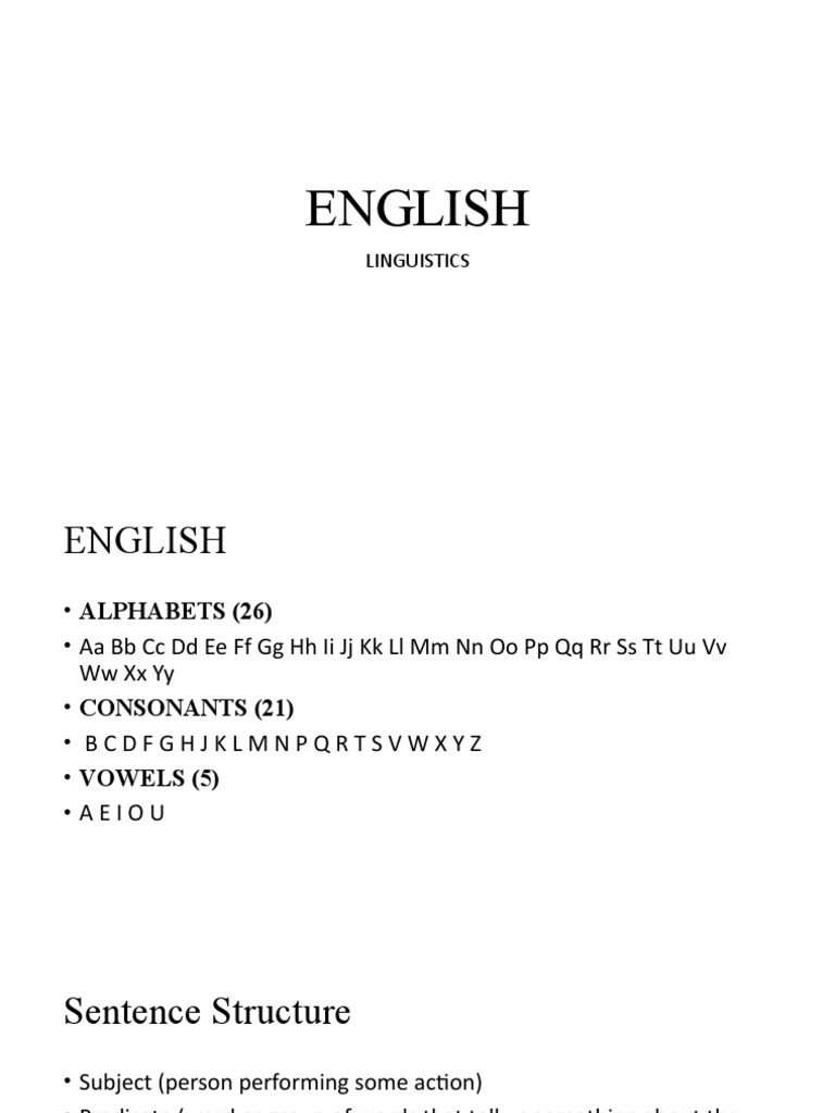English Linguistics: Alphabets & Structure | PDF | Language Arts ...