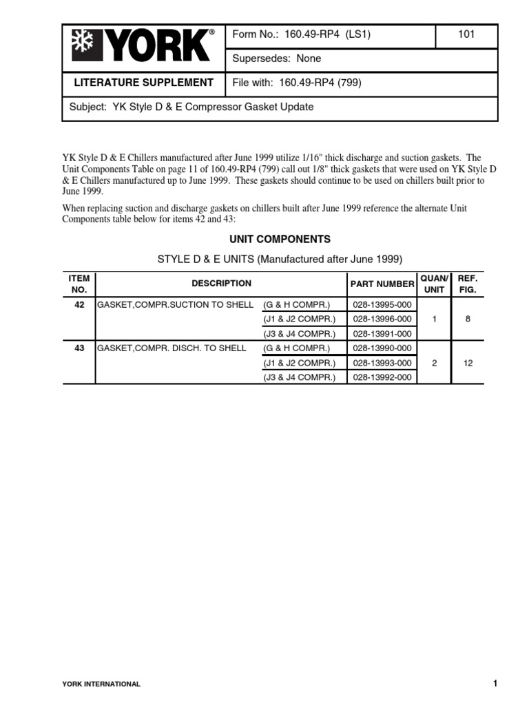 Literature Supplement: Form No.: 160.49-RP4 (LS1) 101 | PDF