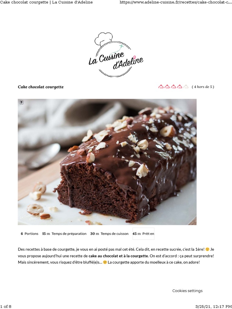 Cake chocolat courgette - La Cuisine d'Adeline
