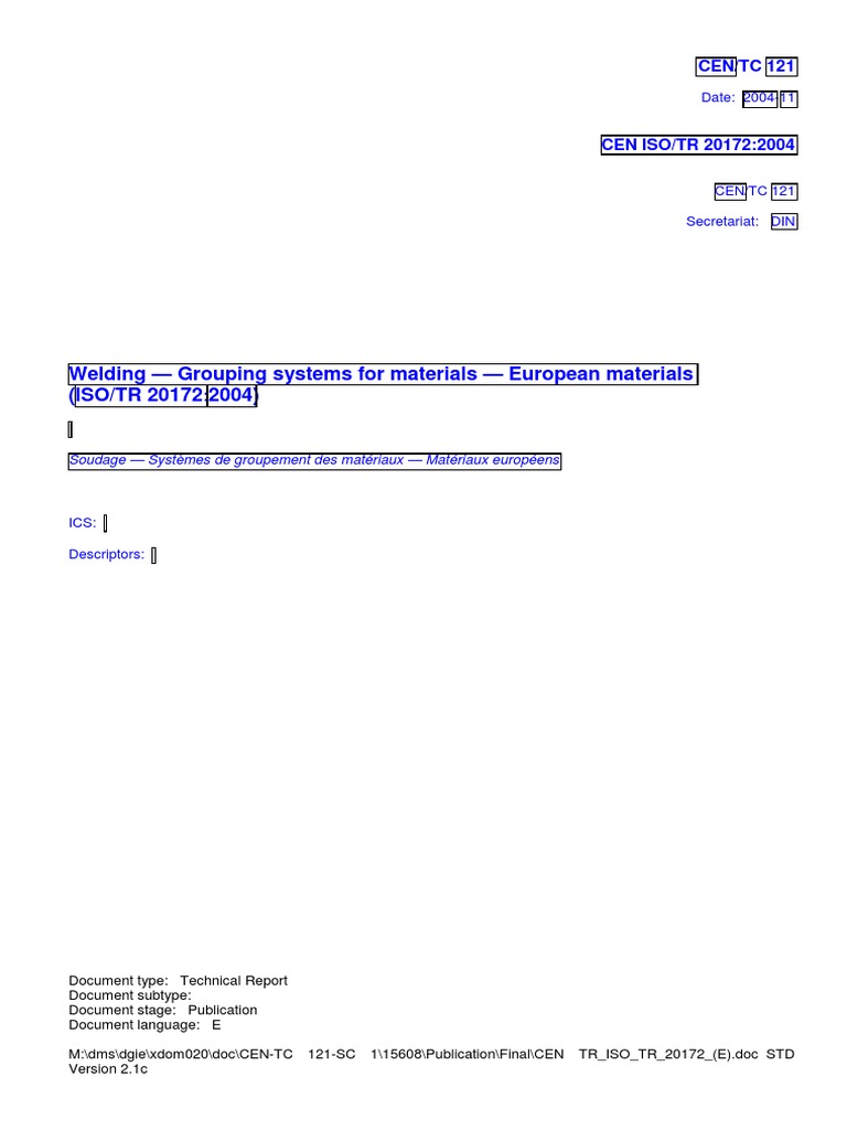 Documents - Pub - Cen Iso TR 20172 English 568185e304cd8 | PDF