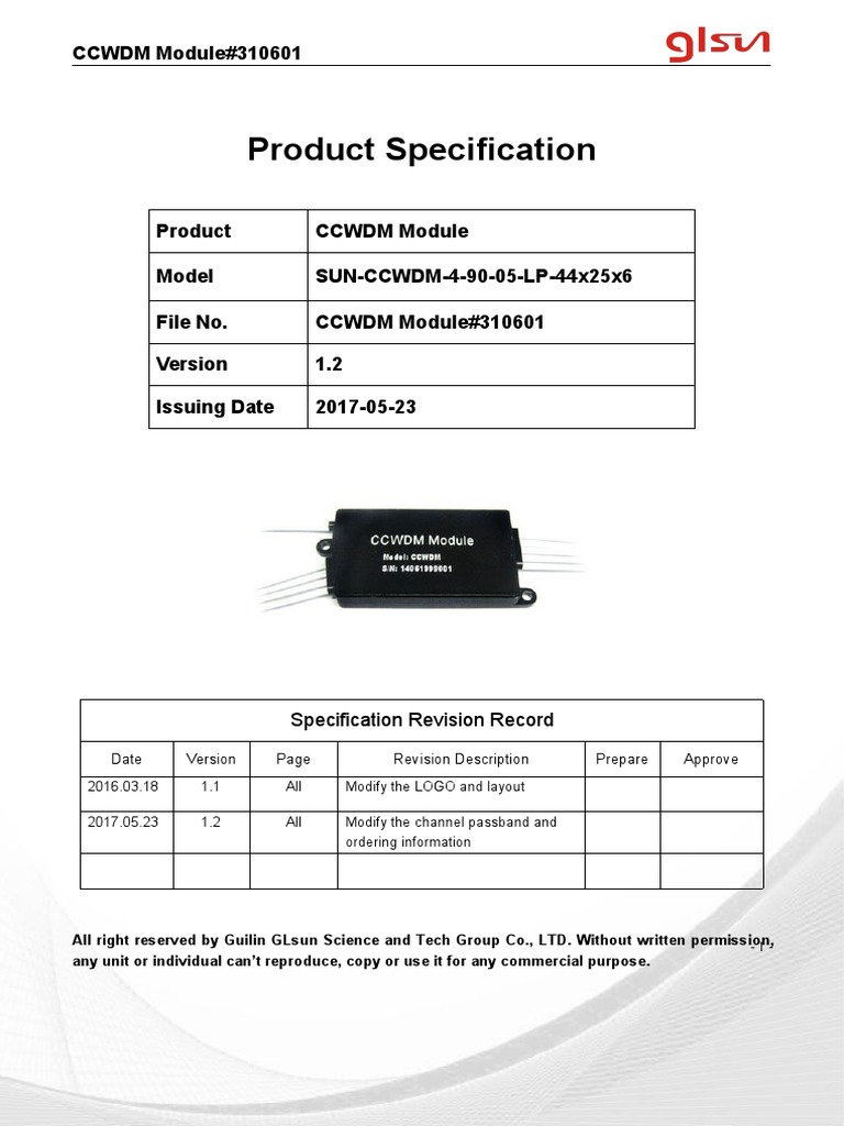 CCWDM Module Data Sheet 310601 | PDF
