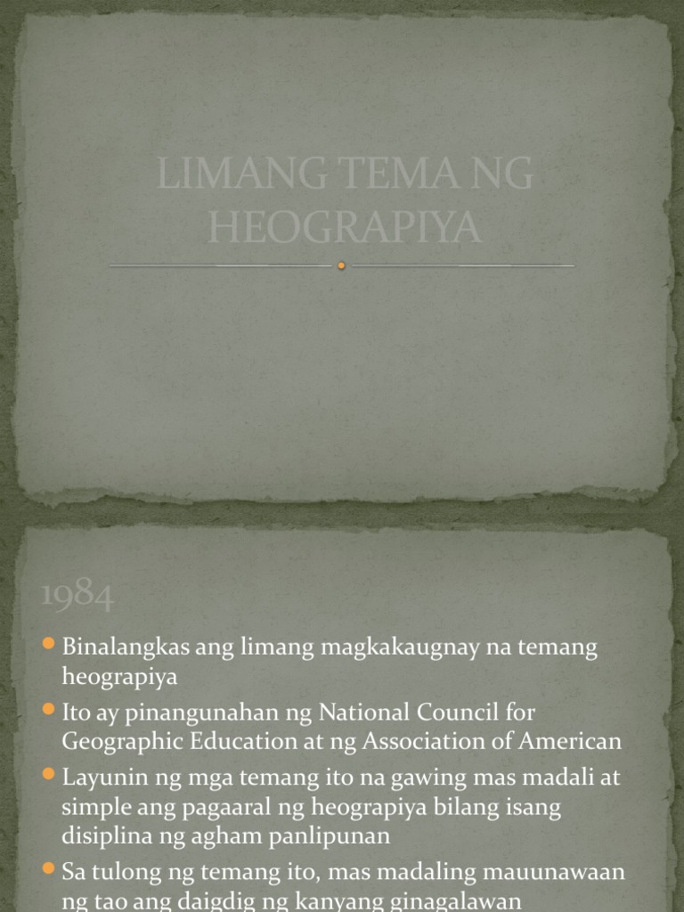 Limang Tema Ng Heograpiya Pdf
