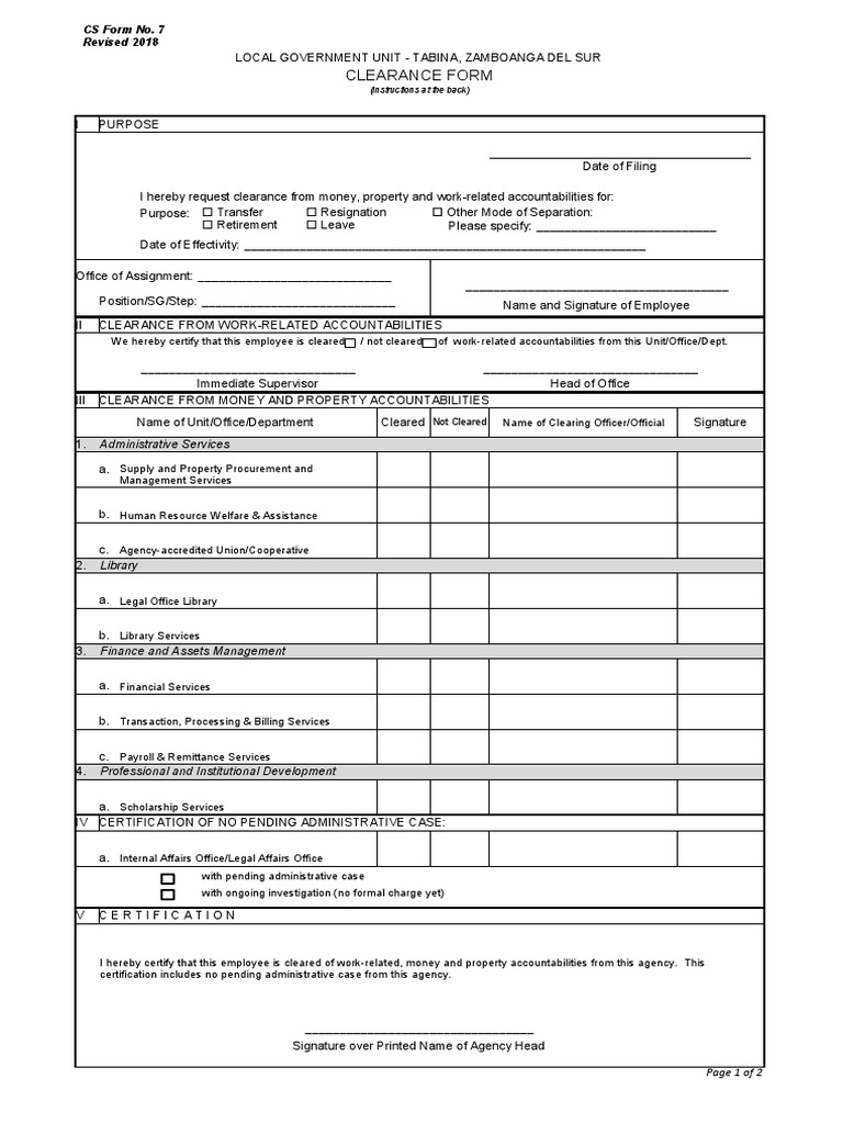 Cs form no 7 clearance form pdf business economies