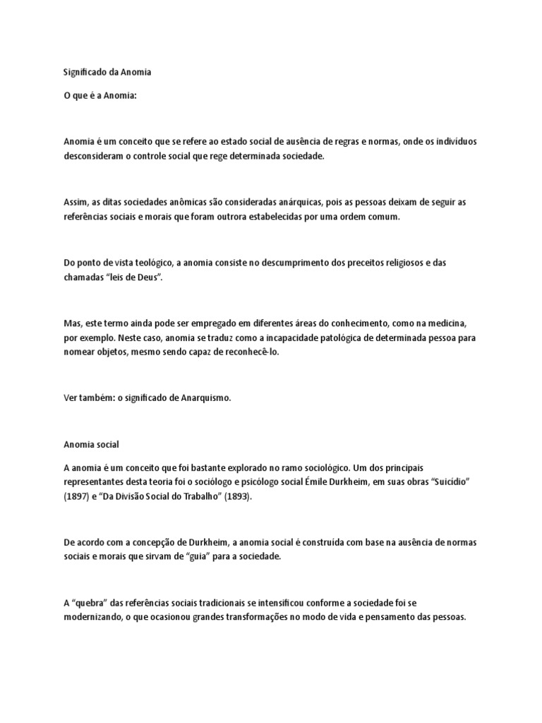 Significado e Teoria da Anomia | PDF