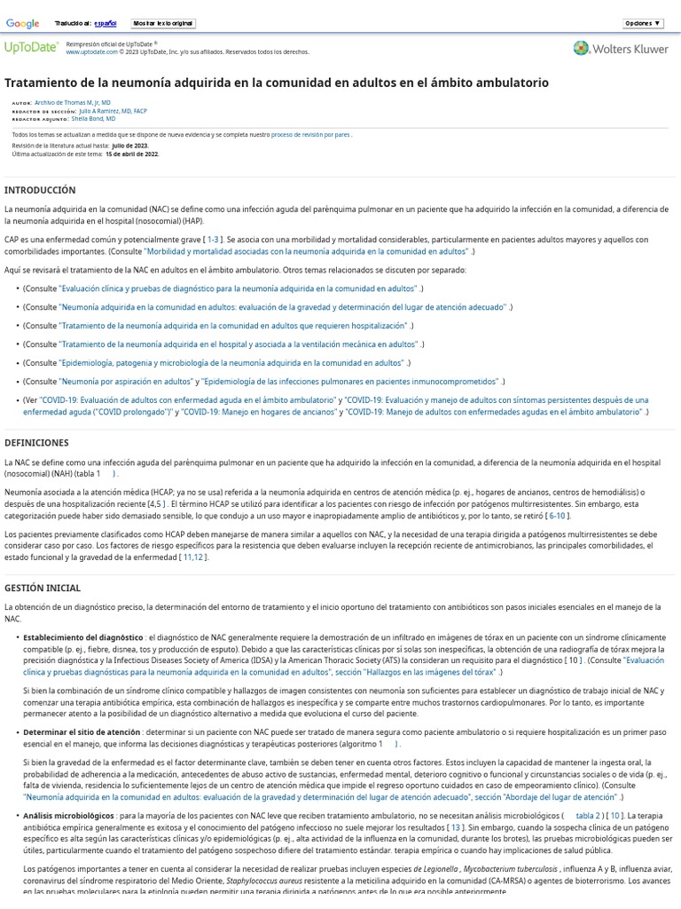 Treatment of Community-Acquired Pneumonia in Adults in The Outpatient ...