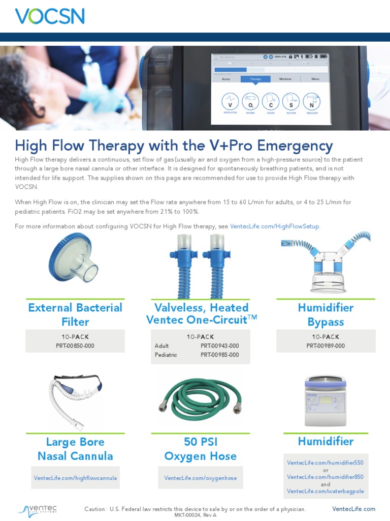 MKT 00024 Rev A Explainer High Flow Nasal Cannula With VProE | PDF