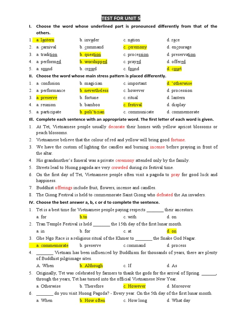 Test For Unit 5 | PDF | Social Science