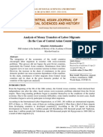 Analysis of Money Transfers of Labor Migrants (In The Case of Central Asian Countries)