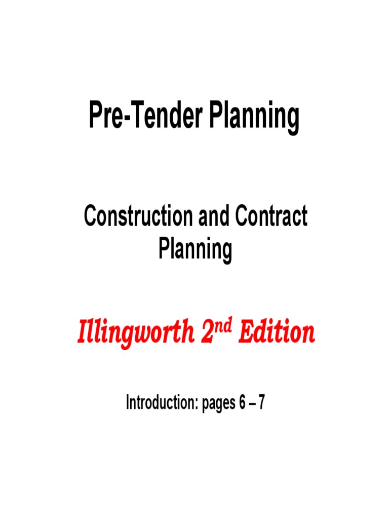 L2 Pre Tender Planning | PDF | Economies | Business