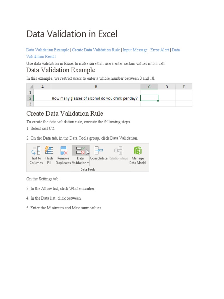 Data Validation Techniques in Excel | PDF