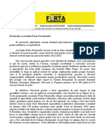 Declarația Asociației Forța Fermierilor Din 25 August