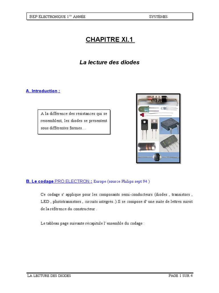 La Lecture Des Diodes TD PDF