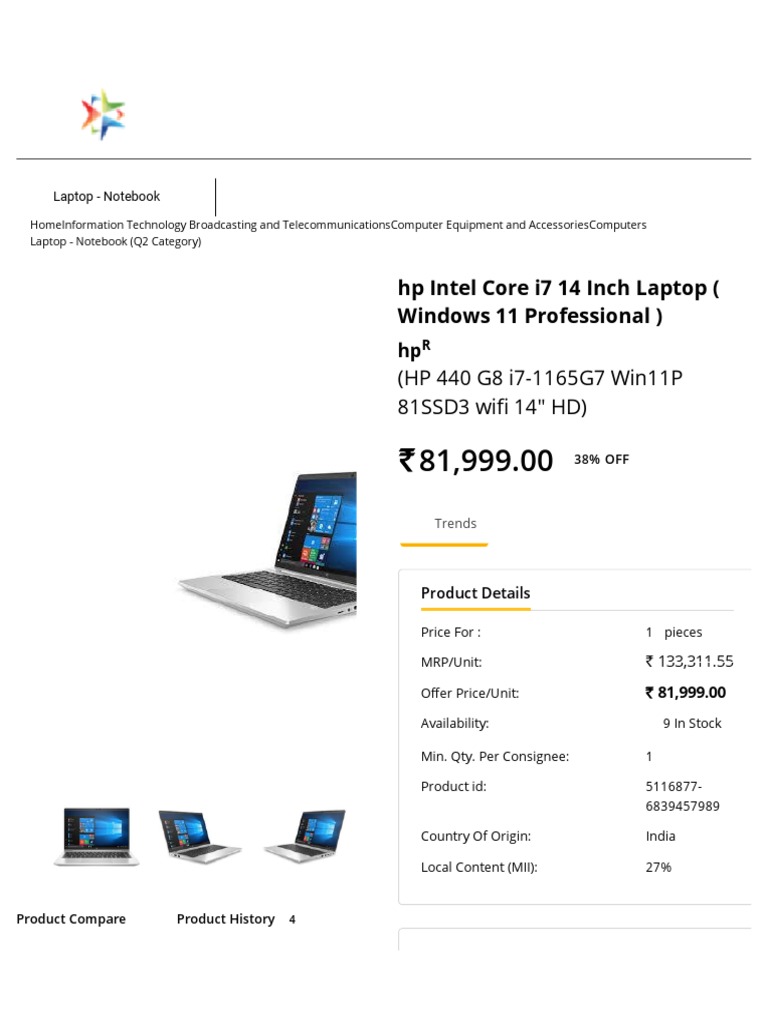 laptop hp intel core i7 windows 11