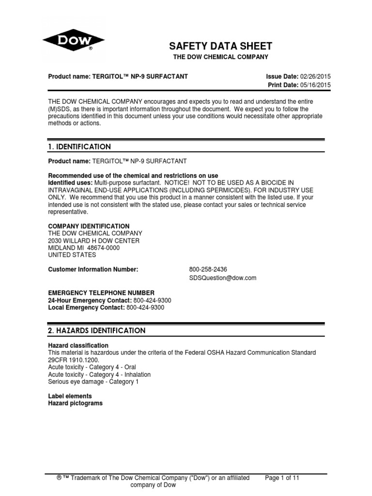 NP9 Degreaser PDF Toxicity Hazards