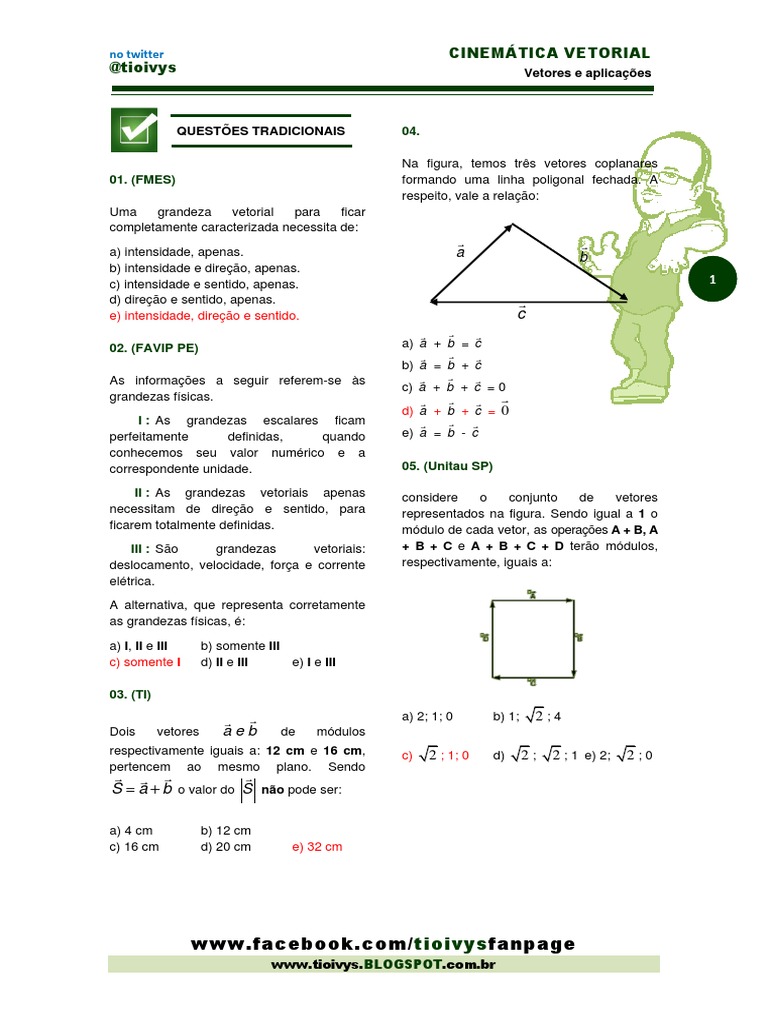 Exercicios Resolvidos Cinematica Vetorial | PDF