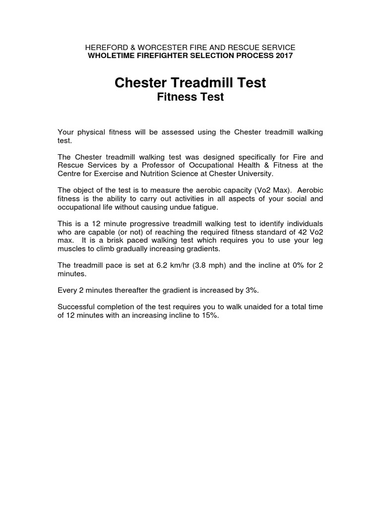 Chester Treadmill Test PDF
