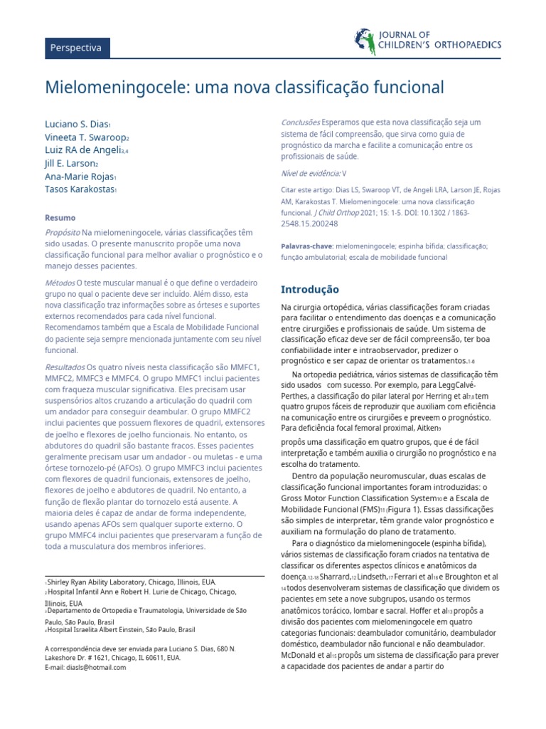 Myelomeningocele - a new functinal classification.en.pt | PDF