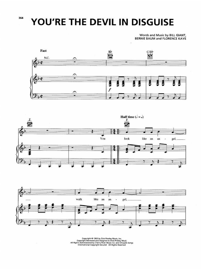 Elvis PresleyYou're the Devil in DisguiseSheetMusicDownload PDF