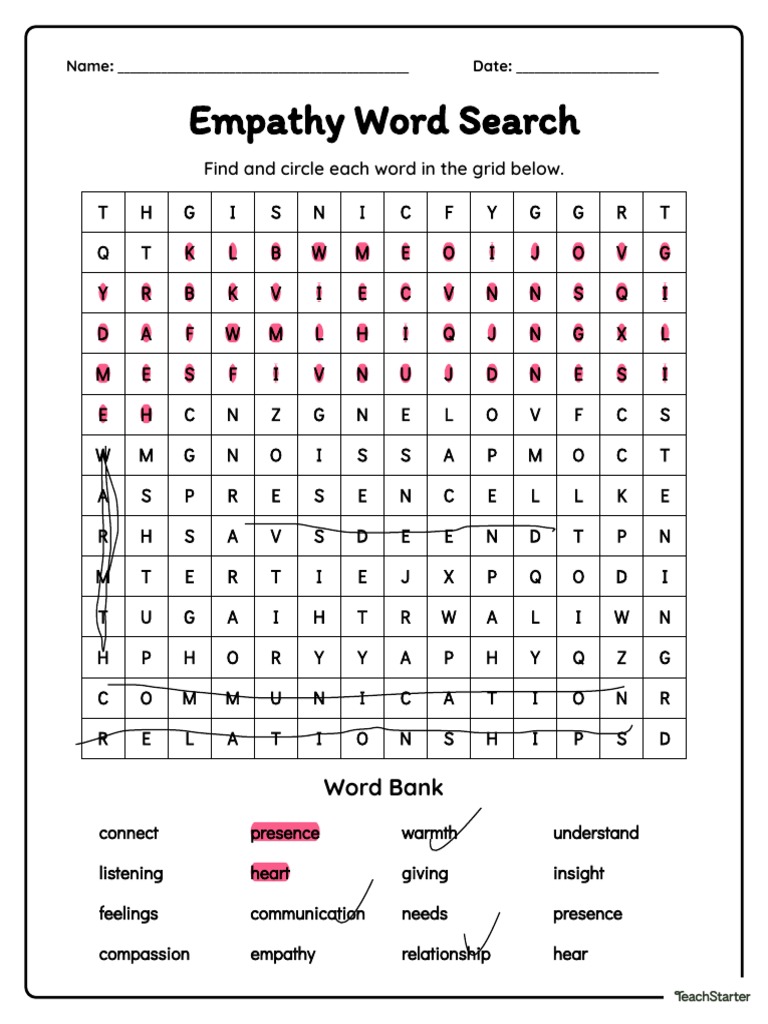 Empathy Word Search Adobe Reader | PDF