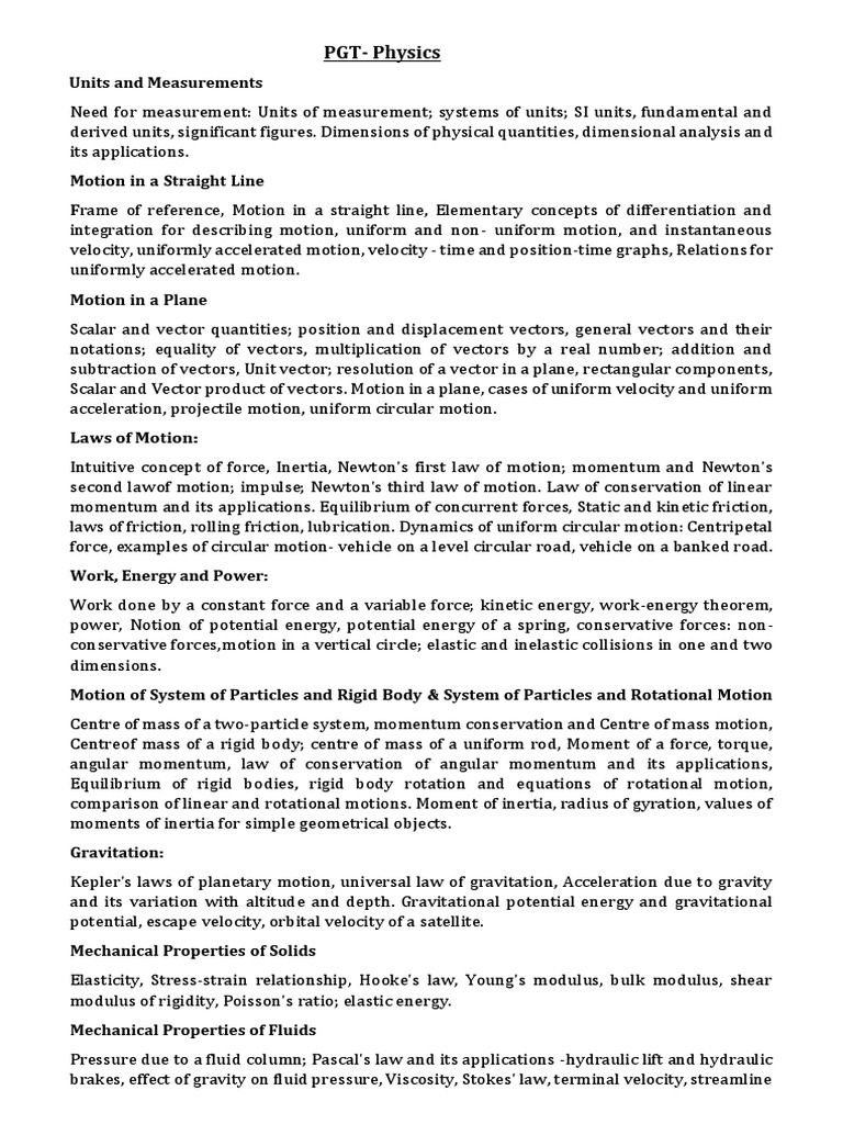 Emrs Physics Syllabus | PDF | Newton's Laws Of Motion | Force
