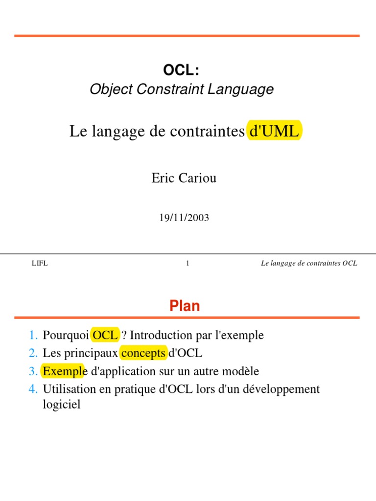 Le Langage de Contraintes d'UML: Object Constraint Language | PDF