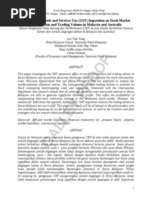 Lee Yok Yong Et. All - The Effect of Goods and Services Tax (GST) Imposition on Stock Market Overreaction and Trading Volume in Malaysia and Australia