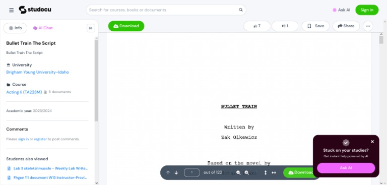 Bullet Train Script Download PDF | PDF