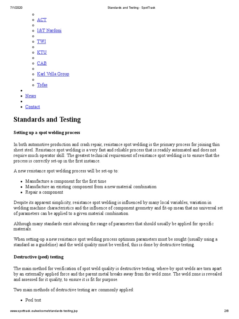 Standards and Testing - SpotTrack | PDF