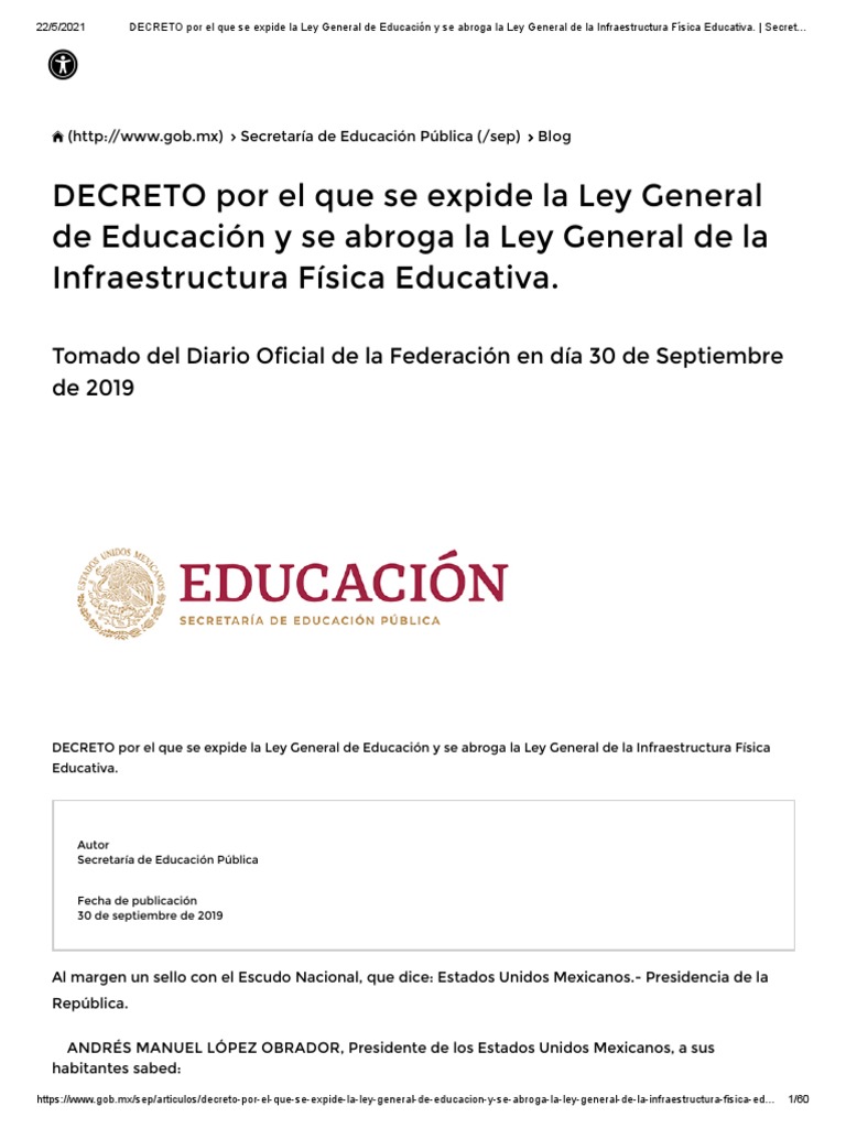 Nueva Ley General de Educación en México | PDF | Educación de la ...