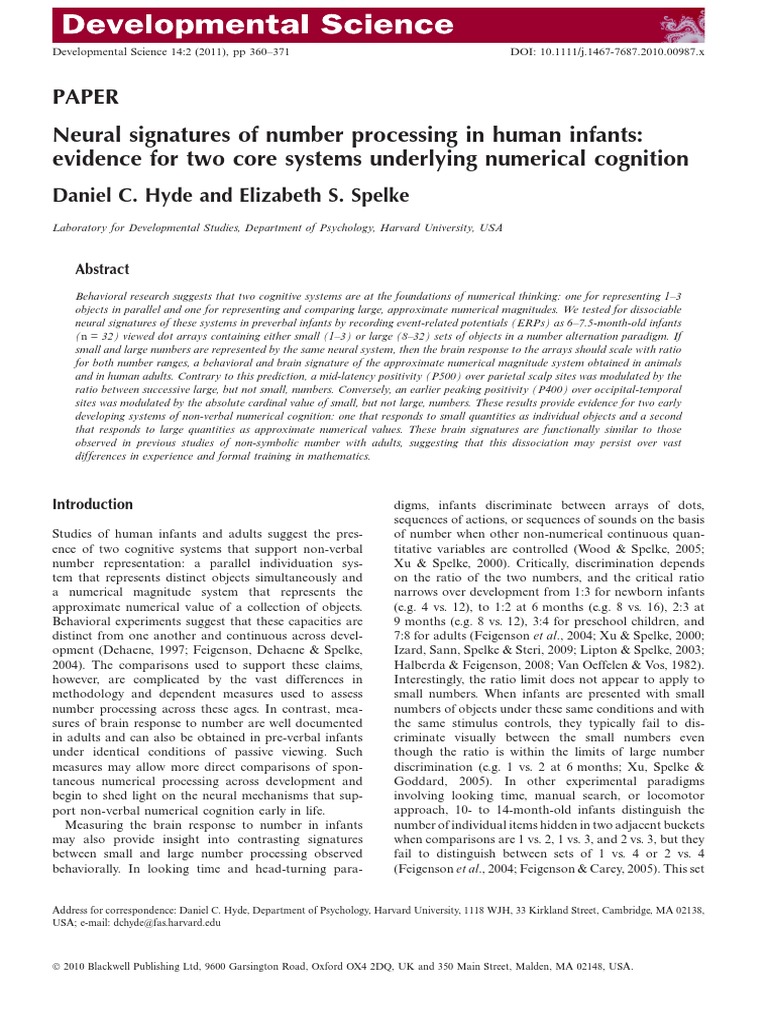 Neural Signatures of Infant Number Processing | PDF | Event Related ...