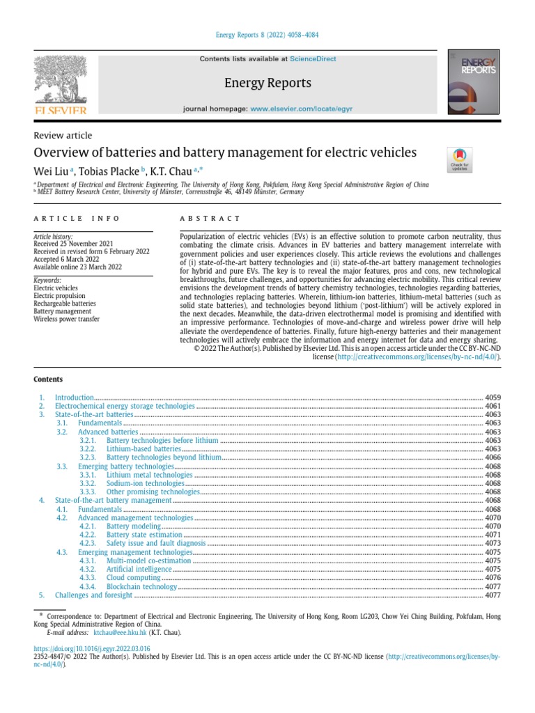 Overview of Batteries and Battery Management For Electric Vehicles ...