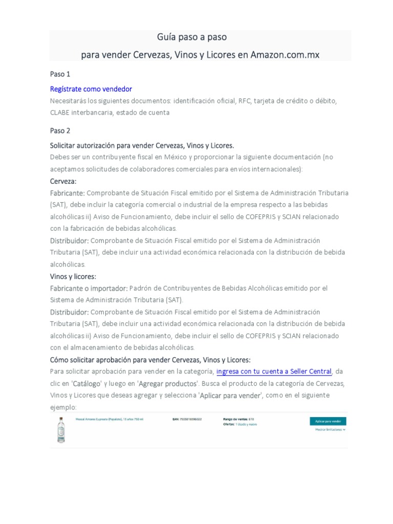 Guia Paso A Paso Venta en Amazon | PDF | Vino | Logística