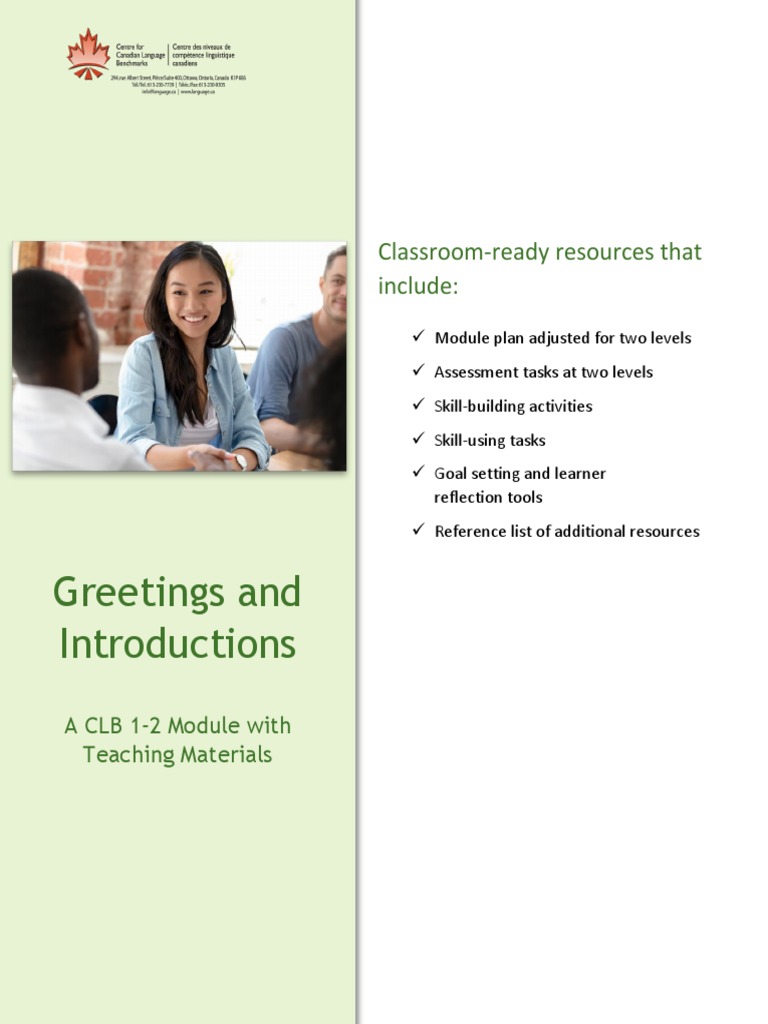 CLB 1 2 Greetings and Introductions Dec 22 Final | PDF | Art