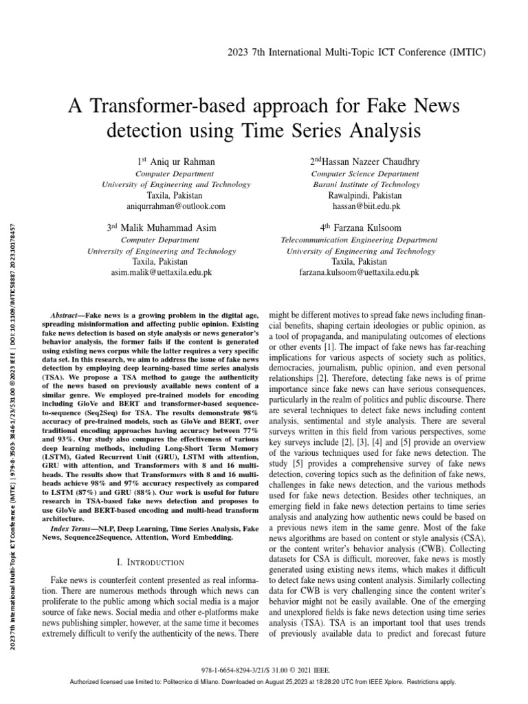 Time Series Analysis for Fake News Detection | PDF | Deep Learning ...