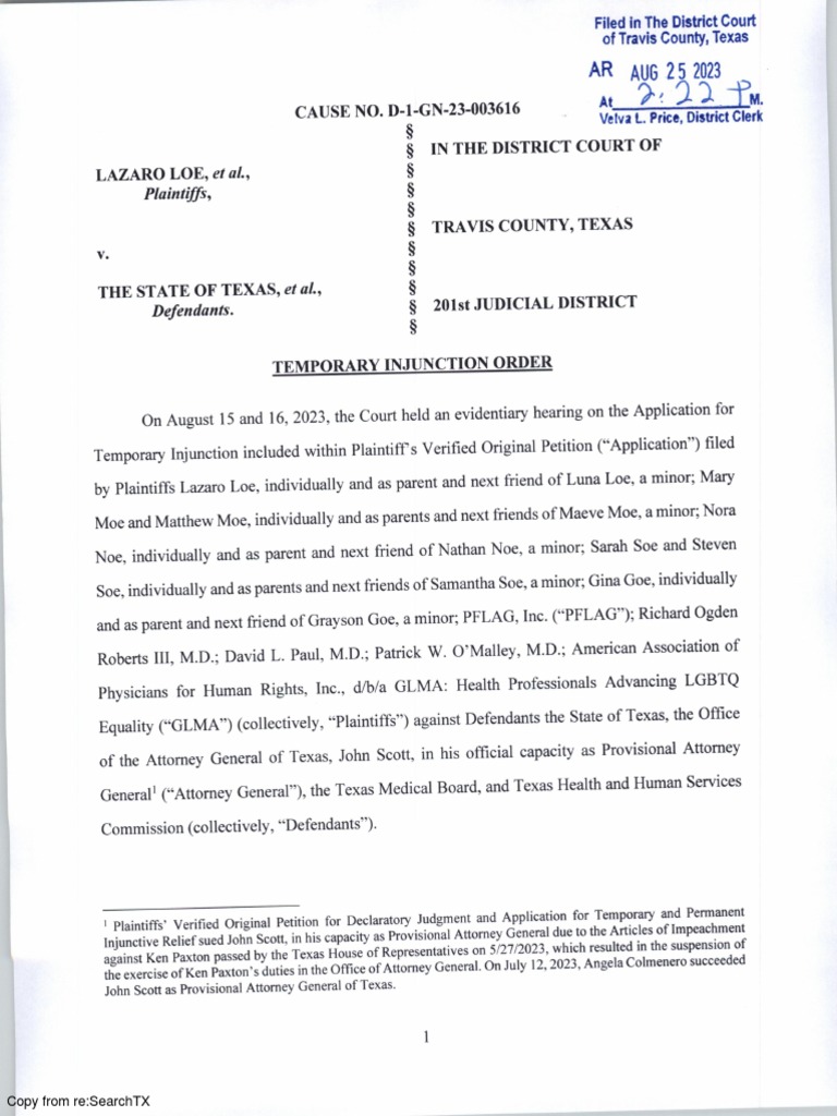 Texas Temporary Injunction on SB 14 | PDF | Injunction | Justice