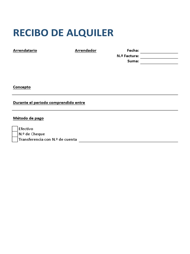 Plantilla Recibo Alquiler PDF | PDF