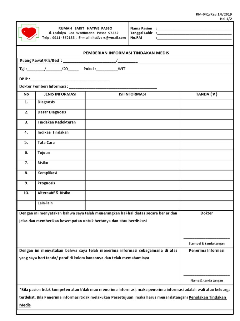 RM-041 Informed Consent Hal 1 | PDF