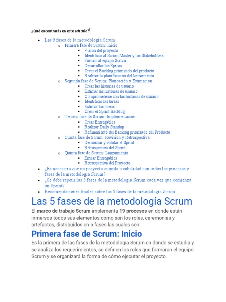 Fases de la Metodología Scrum Explicadas | PDF