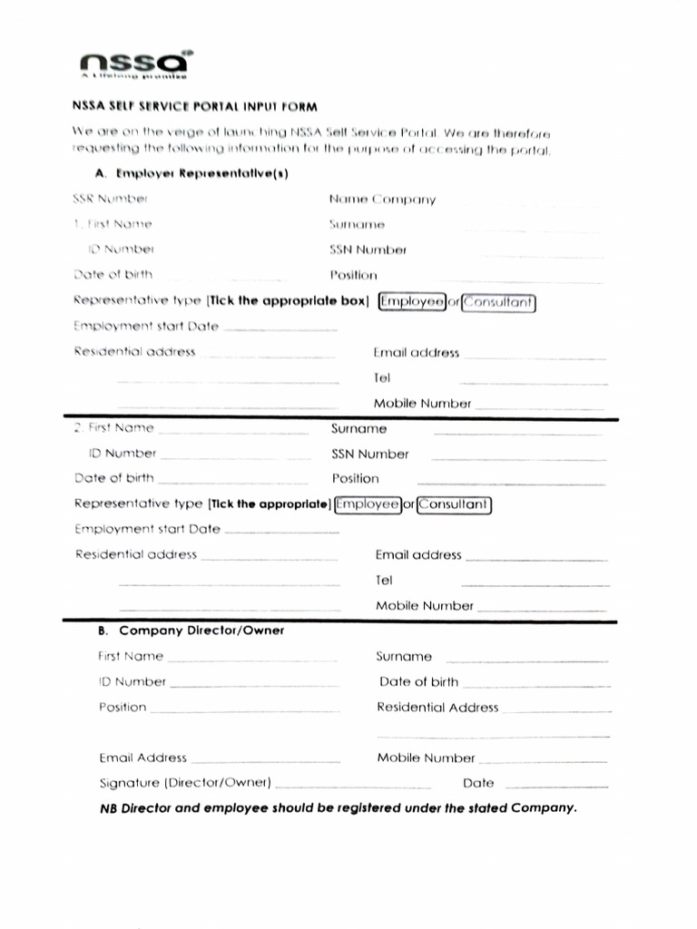 Blank Nssa Portal Reg Form | PDF