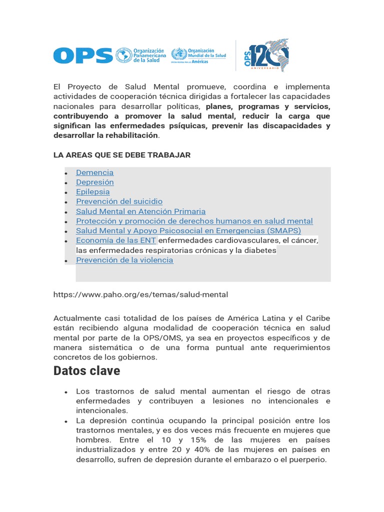 Plan Nacional de Salud Mental 2016-2020 | PDF | Salud mental ...