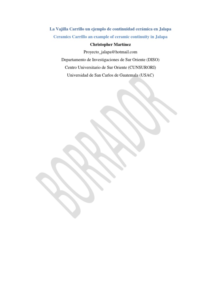 Ceramics Carrillo An Example of Ceramic Continuity in Jalapa PDF