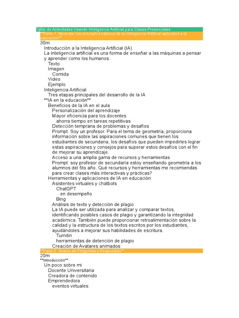 Taller de Actividades Usando Inteligencia Artificial para Clases ...