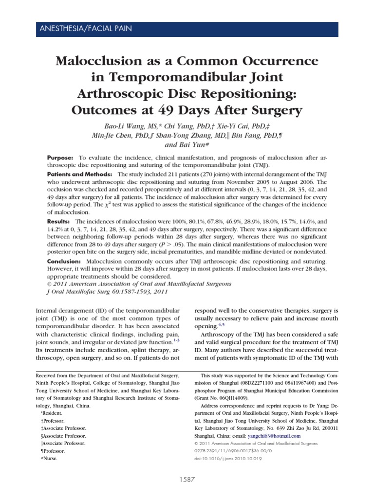 Malocclusion As A Common Occurrence in Temporomandibular Joint ...