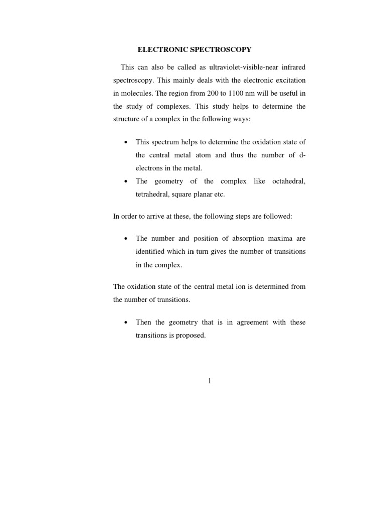 Electronic Spectroscopy 1 | PDF | Coordination Complex | Atomic Orbital