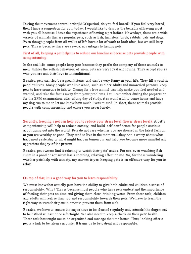 Script-Benefits of Having A Pet | PDF
