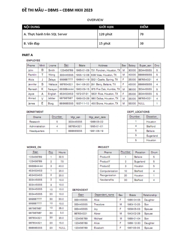 CDBM - DBMS - Đề Thi Mẫu | PDF