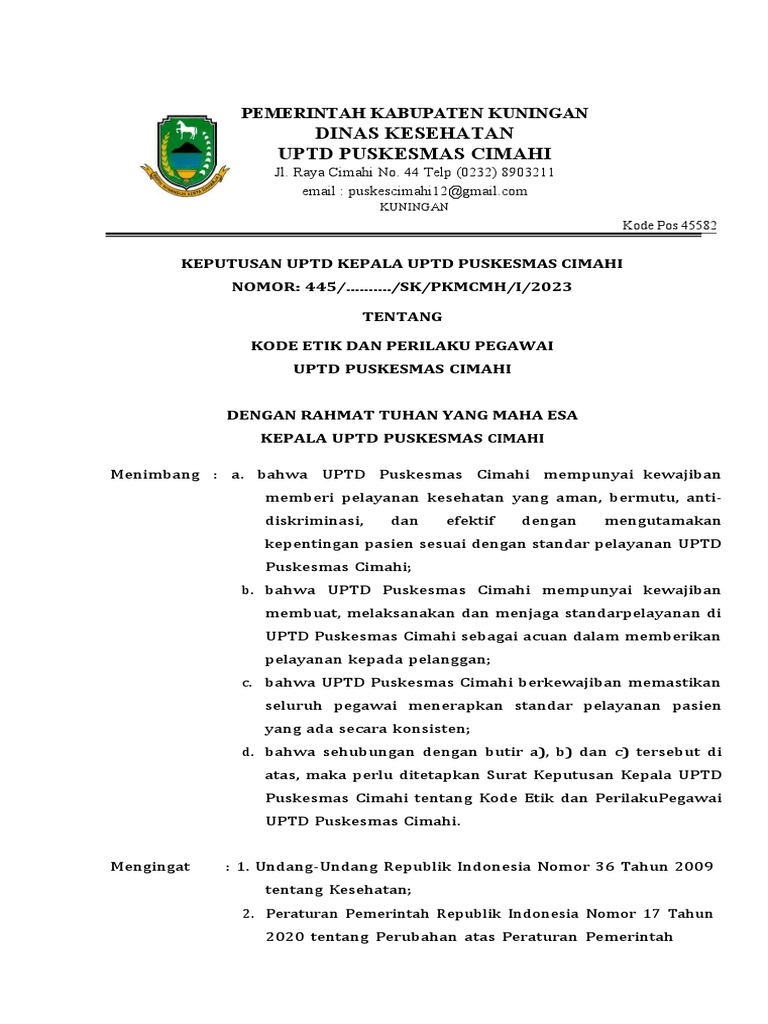 5 4 2 1 sk kode etik dan perilaku pegawai pdf