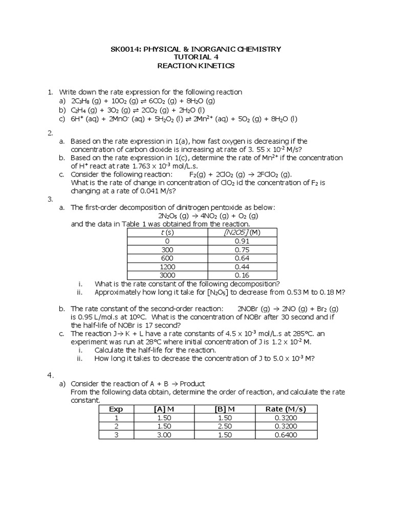 Tutorial 4 Reaction PDF