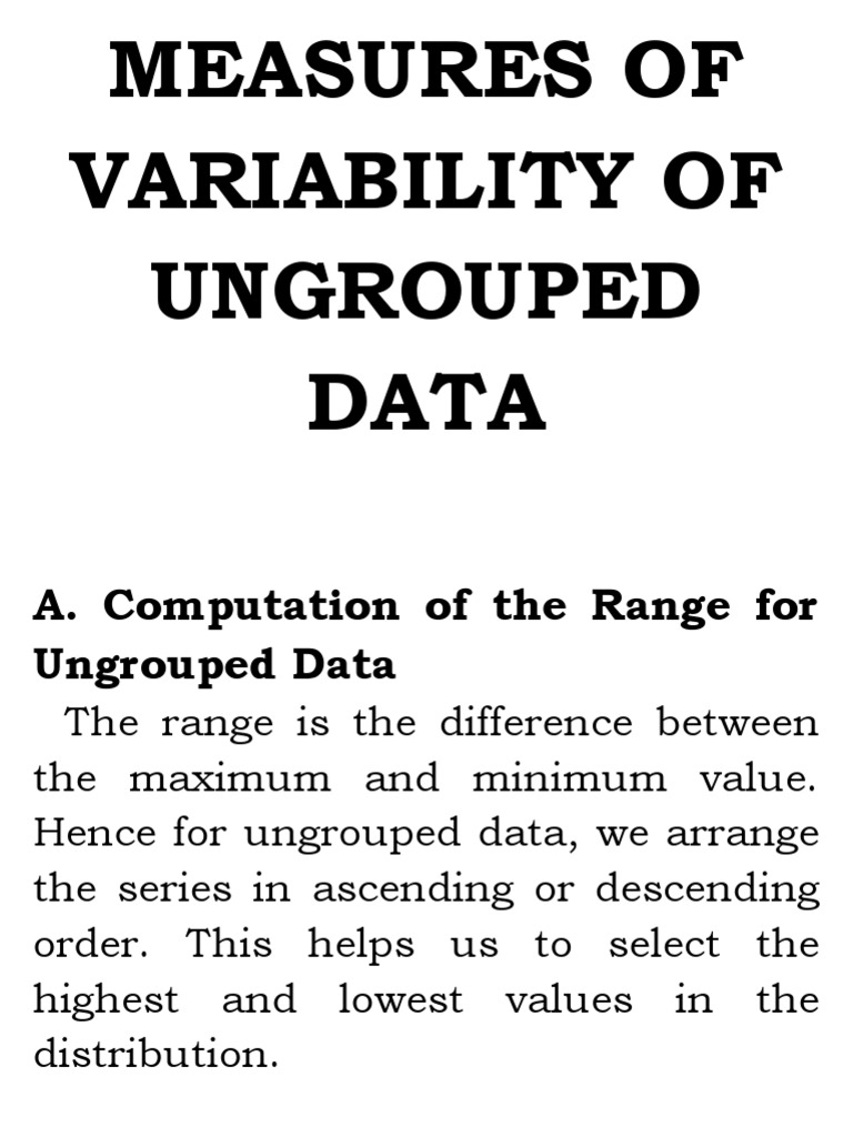 Examples Of Measures Of Variability For Ungrouped