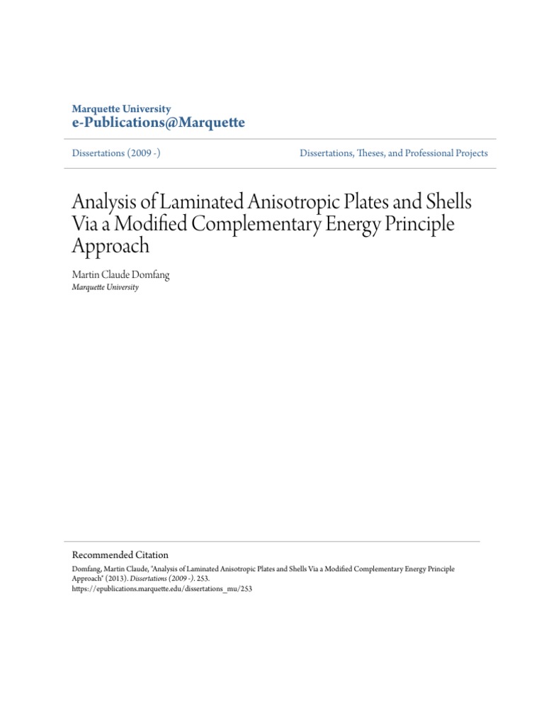 Analysis of Laminated Anisotropic Plates and Shells Via A Modifie | PDF ...